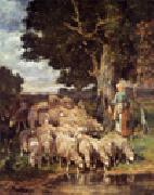 unknow artist Sheep and Sheepherder oil painting picture wholesale